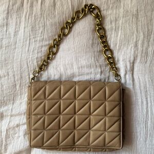 ZARA Quilted Tan Chain Shoulder Bag